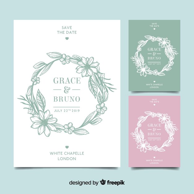 Floral frame invitation card template