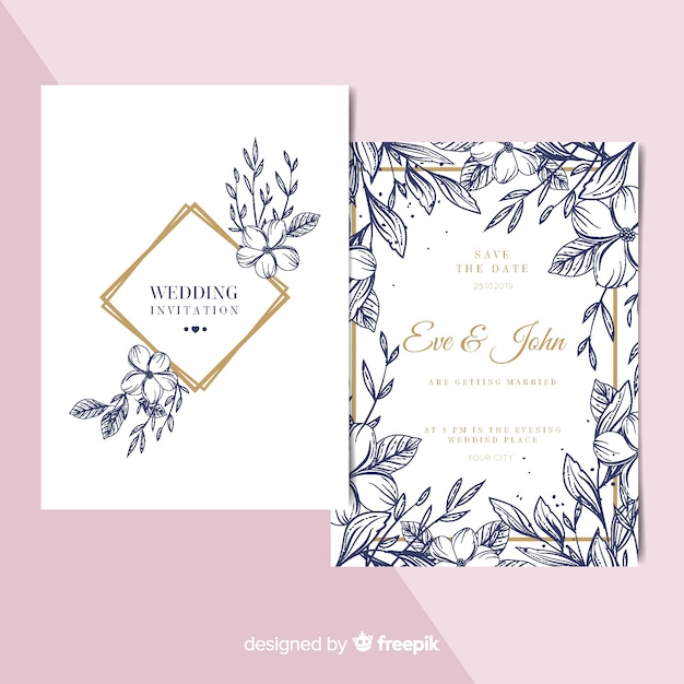 Floral frame invitation card template