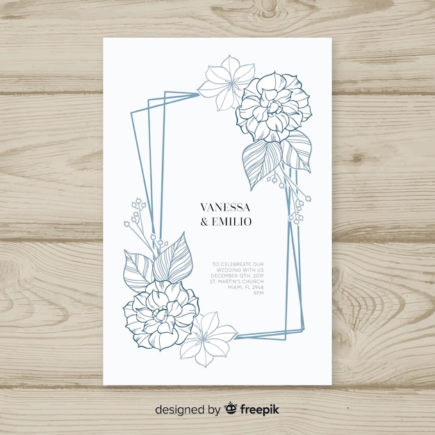 Floral frame invitation card template