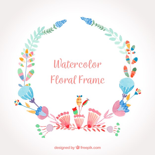 Floral frame made with watercolor