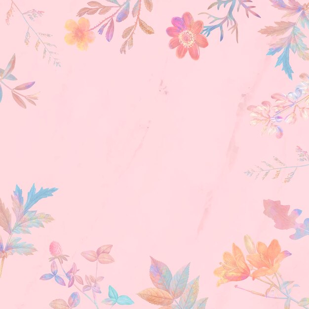 Floral frame on pink background