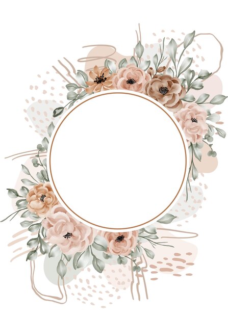 Floral frame rose leaves background with shape abstract