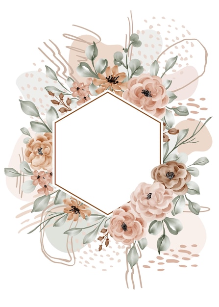 Floral frame rose leaves background with shape abstract