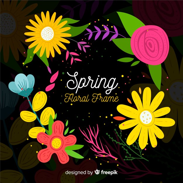 Floral frame spring background