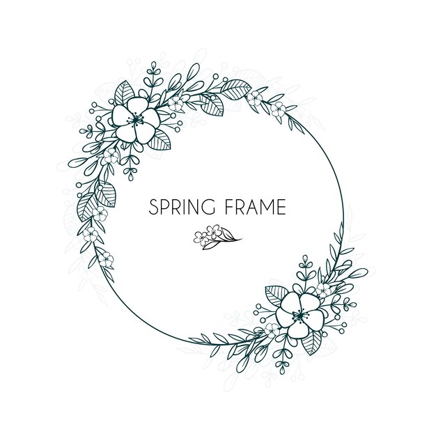 Free vector floral frame for spring hand drawn