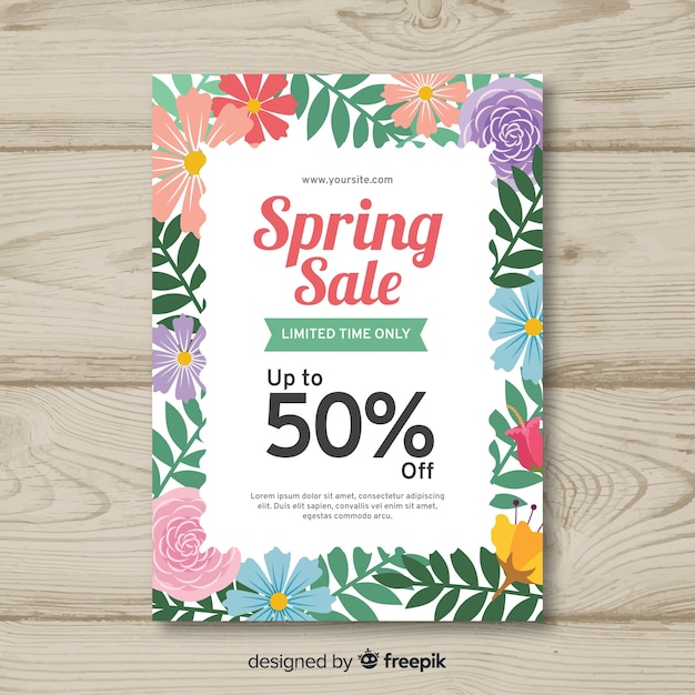 꽃 프레임 봄 판매 포스터