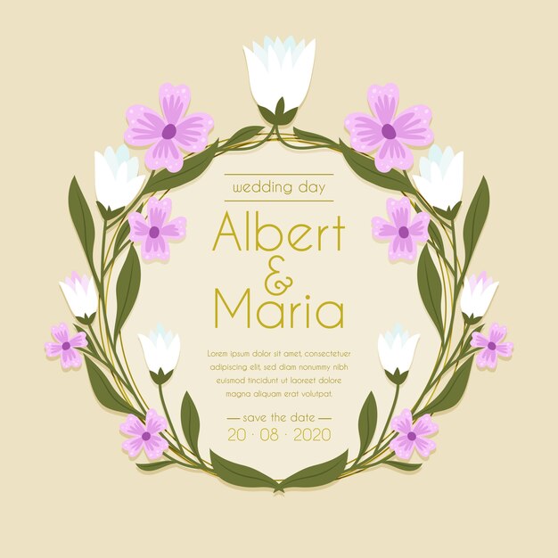 Floral frame template for wedding