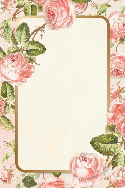 Floral frame vector vintage hand drawn