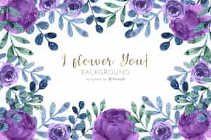 Free vector floral frame in watercolor background