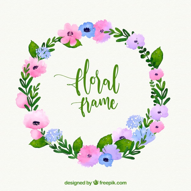 Floral frame in watercolor style