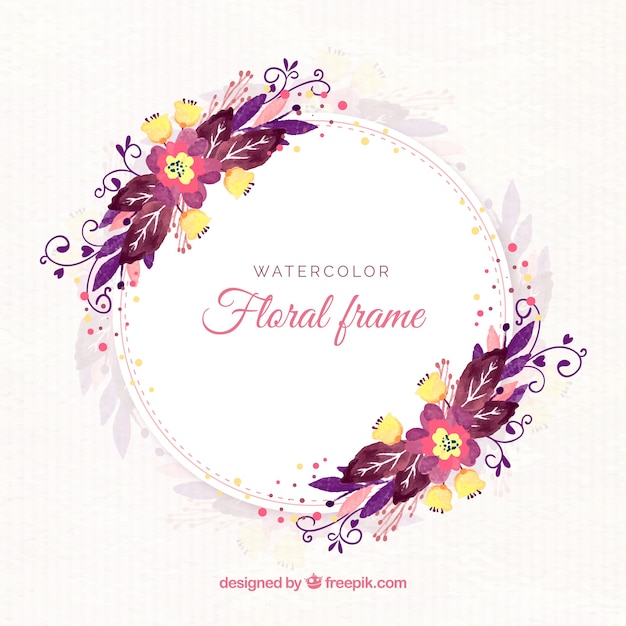 Floral frame in watercolor style