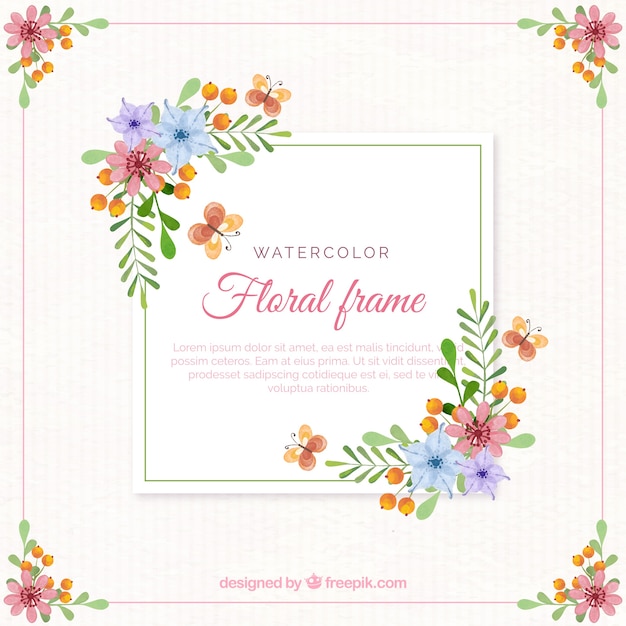 Floral frame in watercolor style