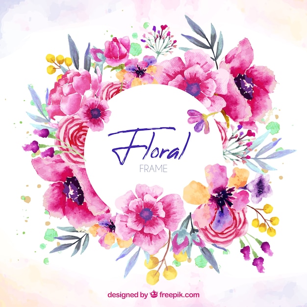 Floral frame in watercolor style