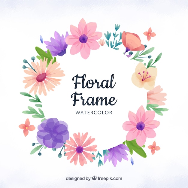 Floral frame in watercolor style