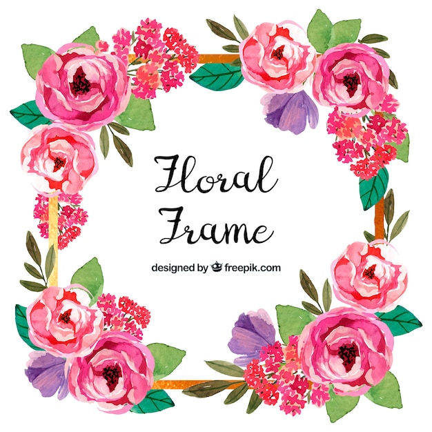 Floral frame in watercolor style