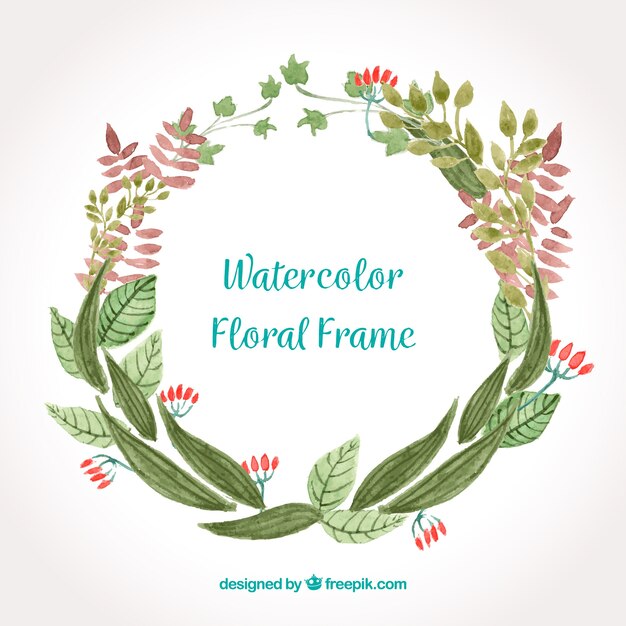 Free vector floral frame in watercolor style