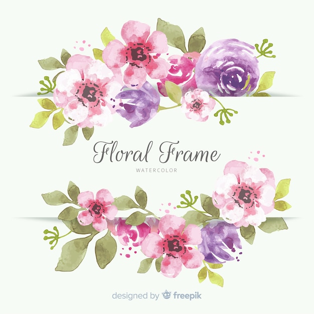 Free vector floral frame in watercolor style