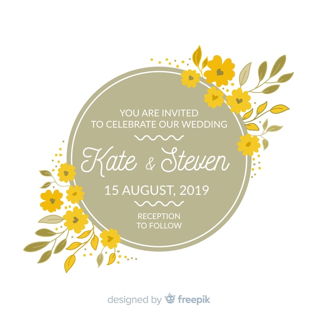 Floral frame wedding invitation template