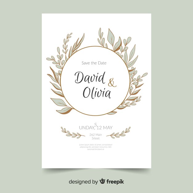 Floral frame wedding invitation template