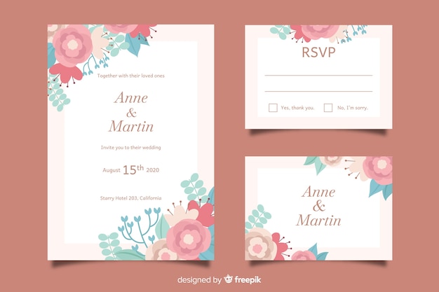 Floral frame wedding invitation template