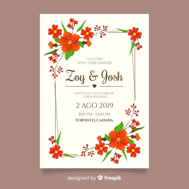 floral frame wedding invitation template