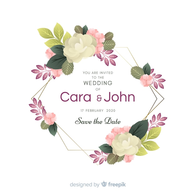 Floral frame wedding invitation