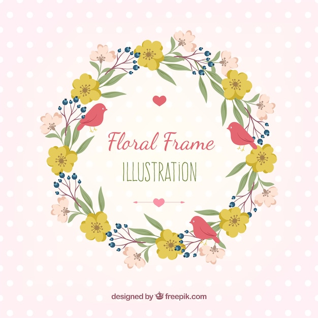 Floral frame with birds