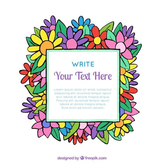 Free vector floral frame with colorful vegetation