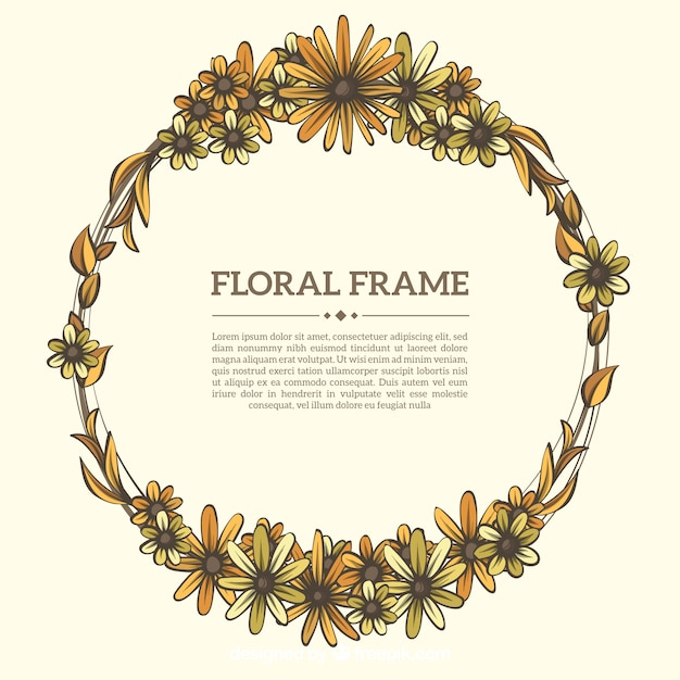 Floral frame with different type of flowers