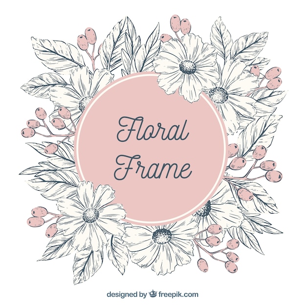 Free vector floral frame with different type of flowers