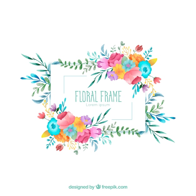 Free vector floral frame with different type of flowers