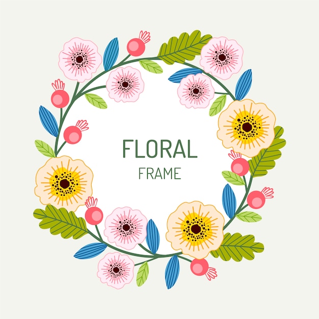 Free vector floral frame with leaves spring design