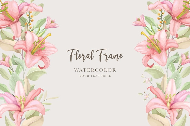 Free vector floral frame with lily flower background for multi purpose card and dcoration