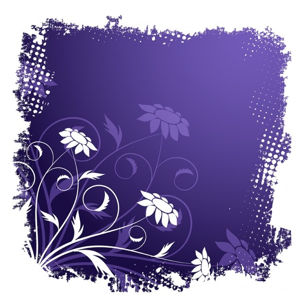 Free vector floral frame with a purple background