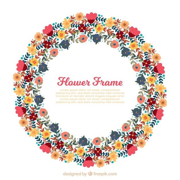 Floral frame with rounded shape