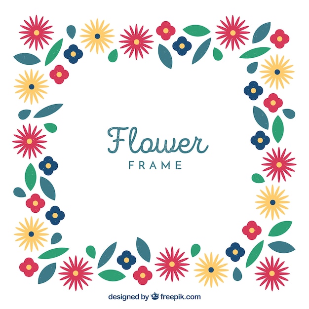 Free vector floral frame with simple flowers