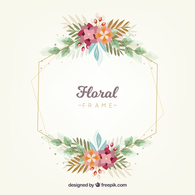 Free vector floral frame with vegetation