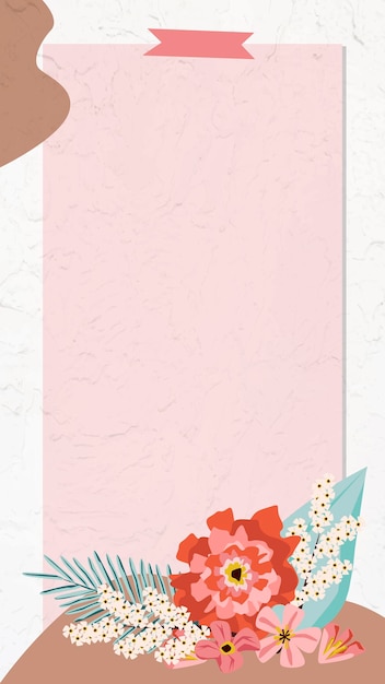 Floral frame with washi tape vector