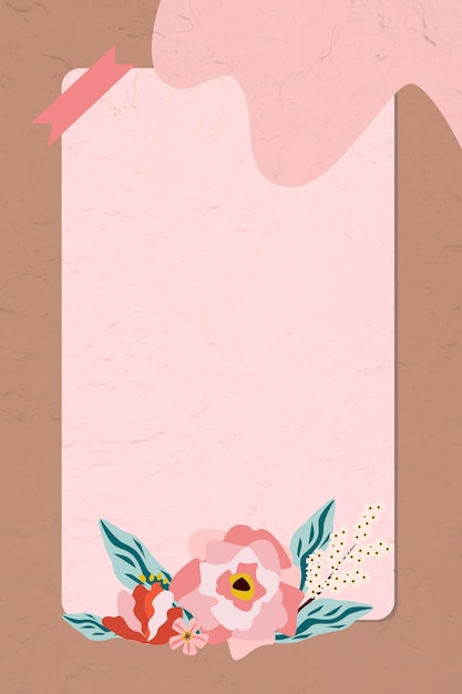 Floral frame with washi tape vector