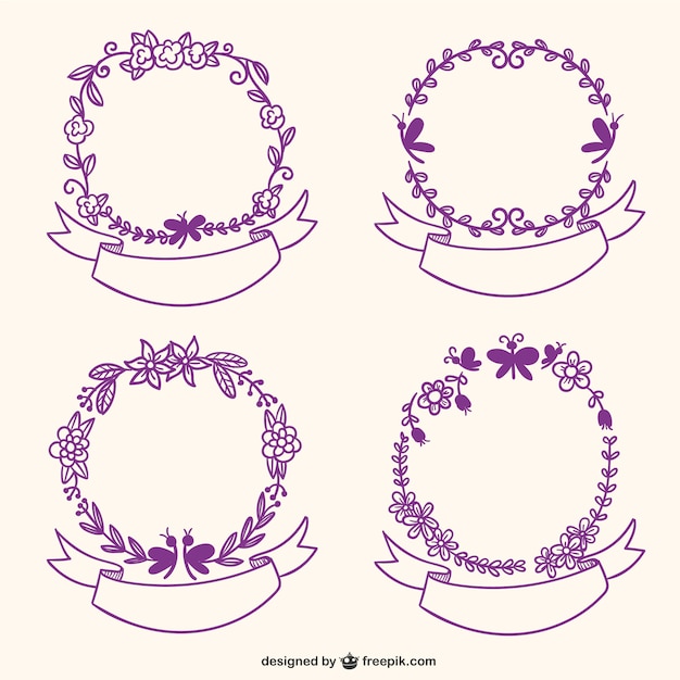 Free vector floral frames set