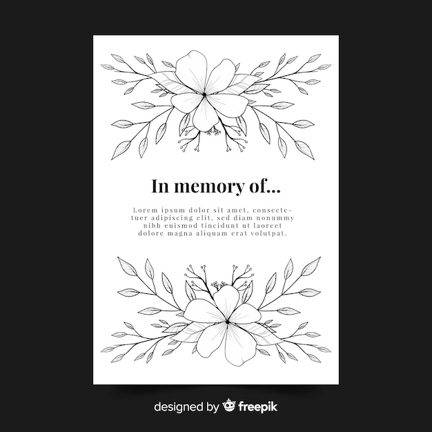 Free vector floral funeral card template