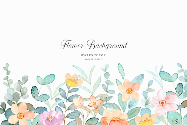Free vector floral garden background with watercolor