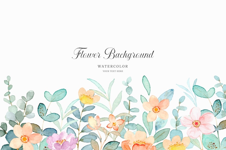 無料Vector 水彩で花の庭の背景