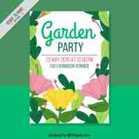 Free vector floral garden party invitation flat design