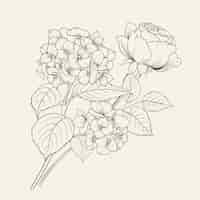 Free vector floral garland of hydrangea and rose.