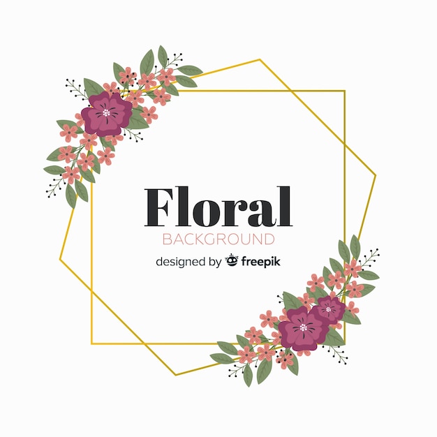 Floral geometric frame background