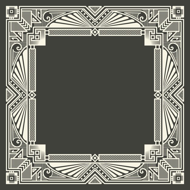 floral and geometric monogram frame on dark gray background. Monogram design element. 