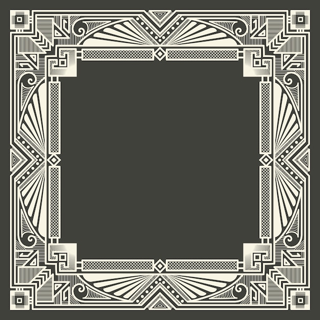 floral and geometric monogram frame on dark gray background. Monogram design element. 