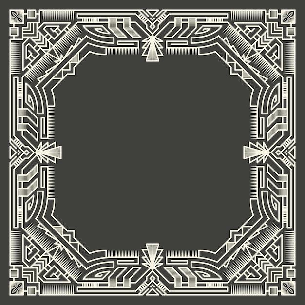 floral and geometric monogram frame on dark gray background. Monogram design element. 