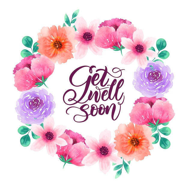 Floral get well soon lettering
